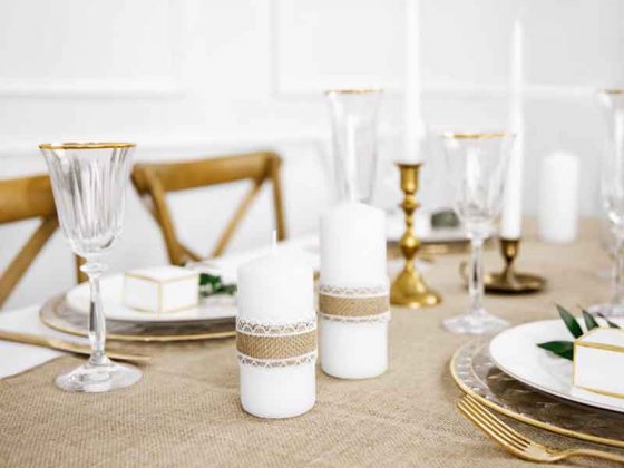 Dekorationsband Jute med spets 4 cm bred