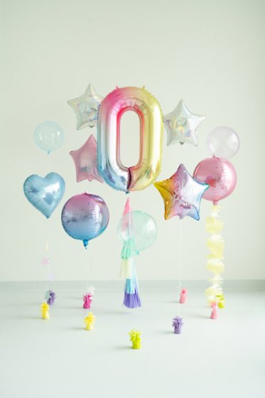Foil Balloon Number ''0'', 86cm, pastel rainbow