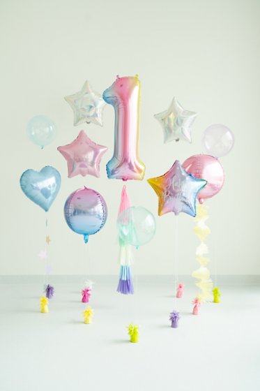 Foil Balloon Number ''1'', 86cm, pastel rainbow