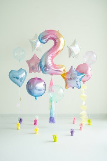 Foil Balloon Number ''2'', 86cm, pastel rainbow