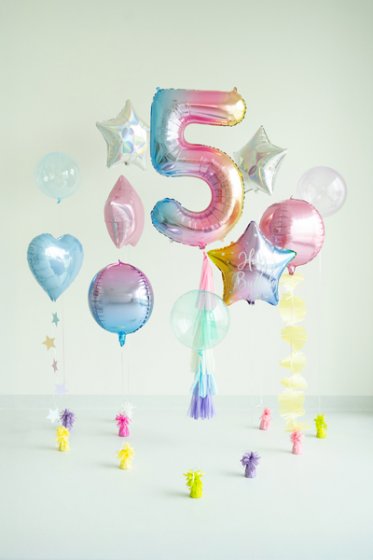 Foil Balloon Number ''5'', 86cm, pastel rainbow