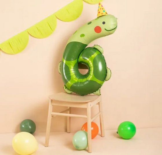 Folieballong nummer 6 sköldpadda