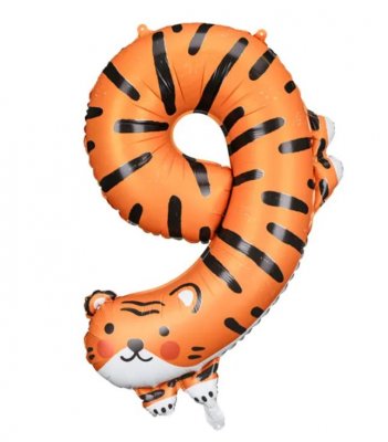 Folieballong nummer 9 tiger