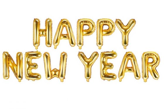 Folieballonger Happy New Year guld