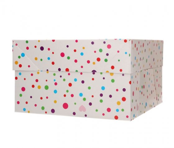 Tårtkartong med lock Confetti, 25 x 25 x 15 cm
