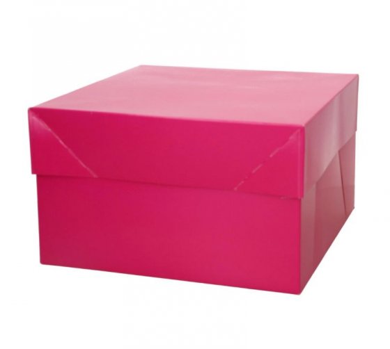 Tårtkartong med lock Pink, 25 x 25 x 15 cm