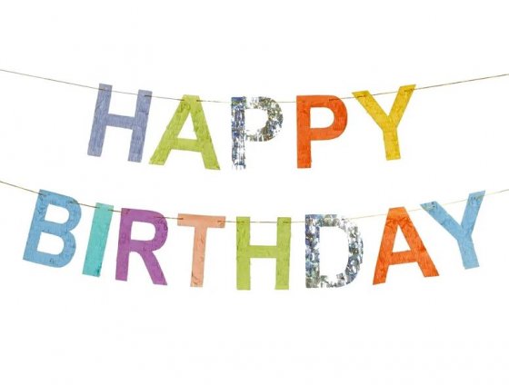 Banner med fransar Happy Birthday - Färgmix