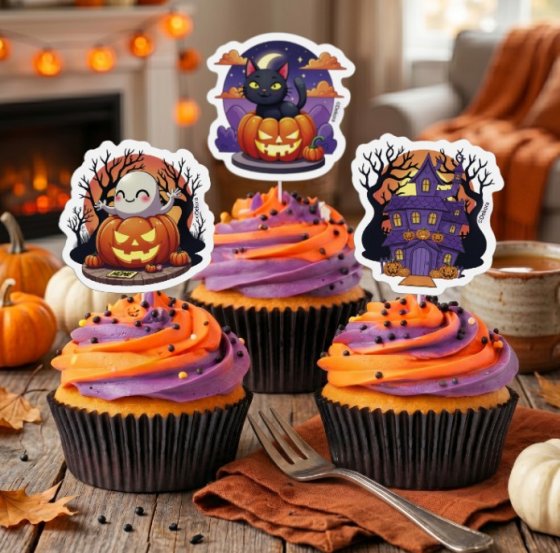 Cupcake Toppers Halloween 48 st