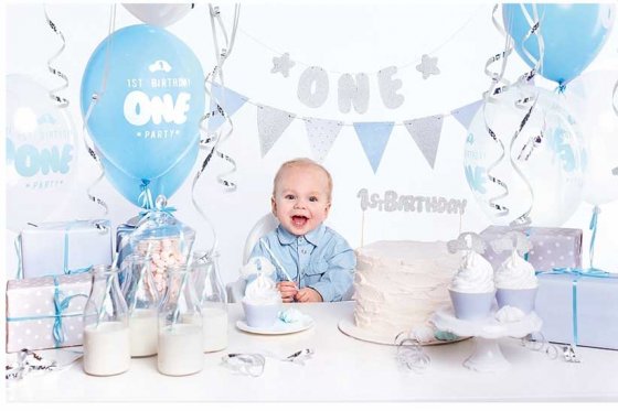 Kalas-kit 1st Birthday Blå/silver
