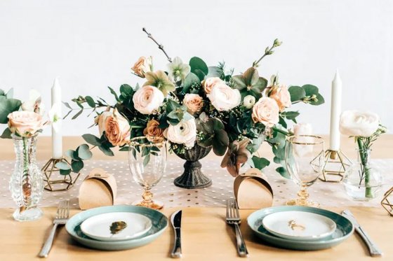 Pöytäjuoksu kuviollinen organza valkoinen 36 cm