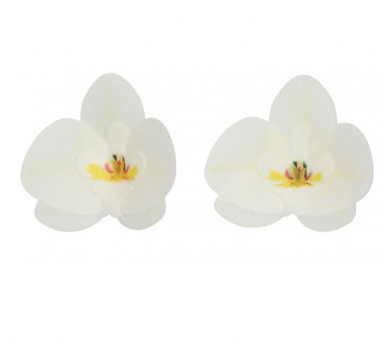 Syötävä kakkukoriste waferkukka orkidea valkoinen 10 kpl