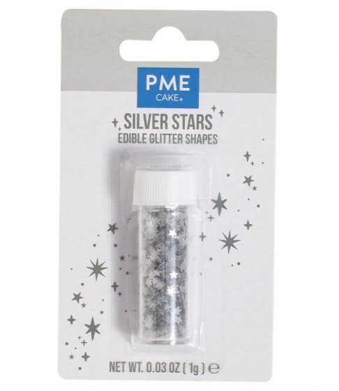 Ätbart glitter silverstjärnor