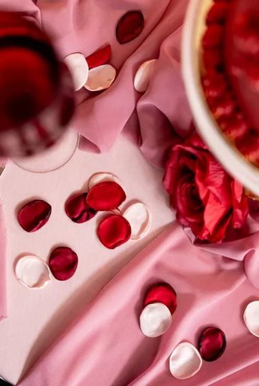 Rosa rosblad i tyg, 100 st