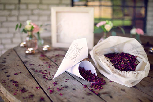 konfettistrutar rosblad