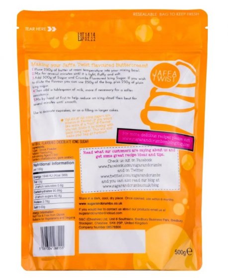 smaksatt florsocker Jaffa Twist