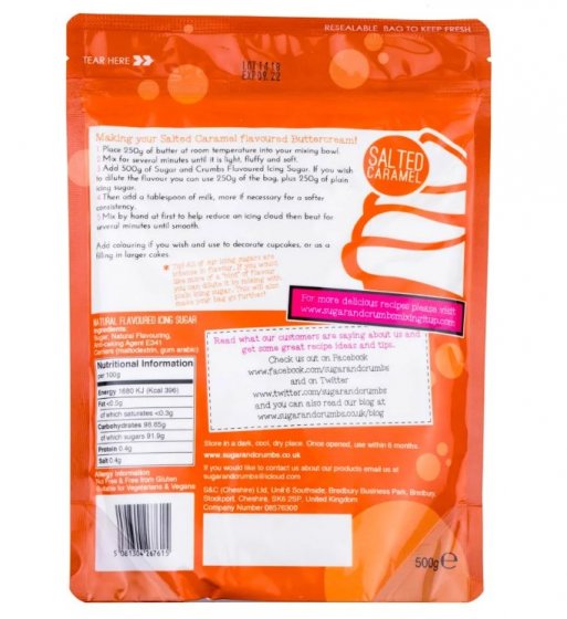 Smaksatt florsocker Salted Caramel 500 g