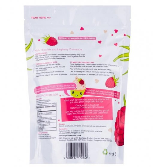 Smaksatt florsocker White Chocolate & Raspberry 500 g