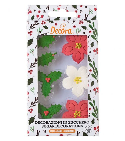 sockerdekorationer jul holly leaf