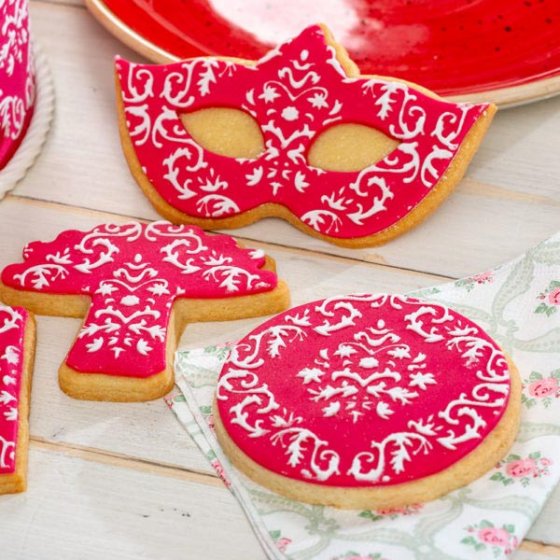 Stencil till tårta Damask