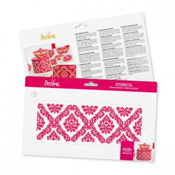 Stencil till tårta Damask