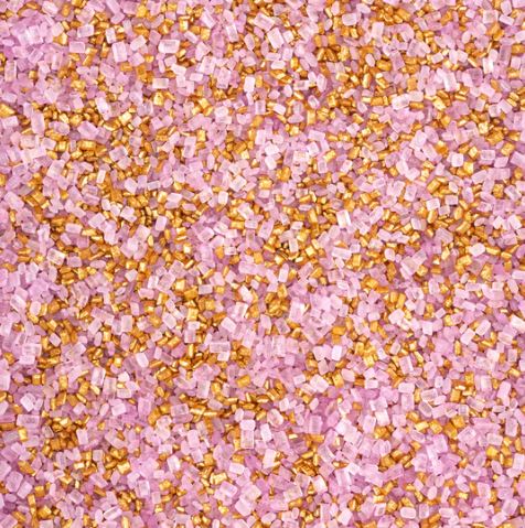 Strössel sockerkristaller rosa guld