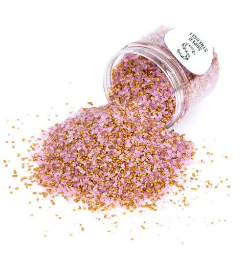 Strössel sockerkristaller rosa guld
