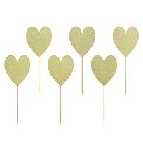 Cupcake toppers Gold Heart