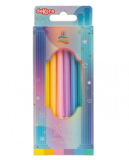 Raka färgglada tårtljus