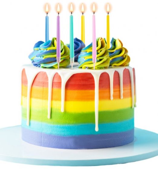 Raka färgglada tårtljus