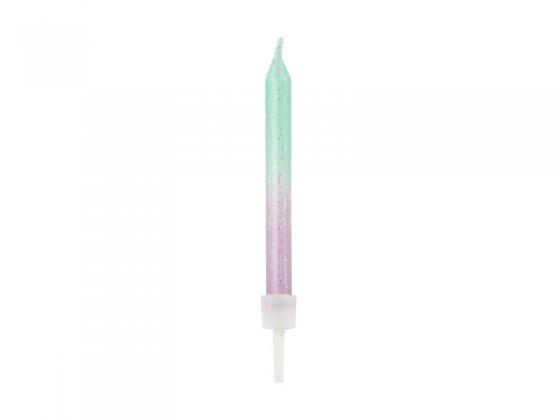 Tårtljus ombre grön och lila