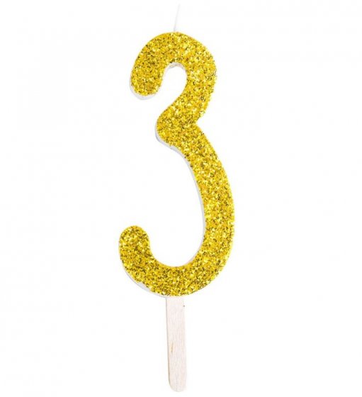 Sifferljus guldglitter 3