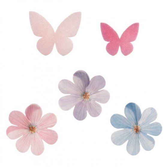 Ätbara waferblommor och fjärilar